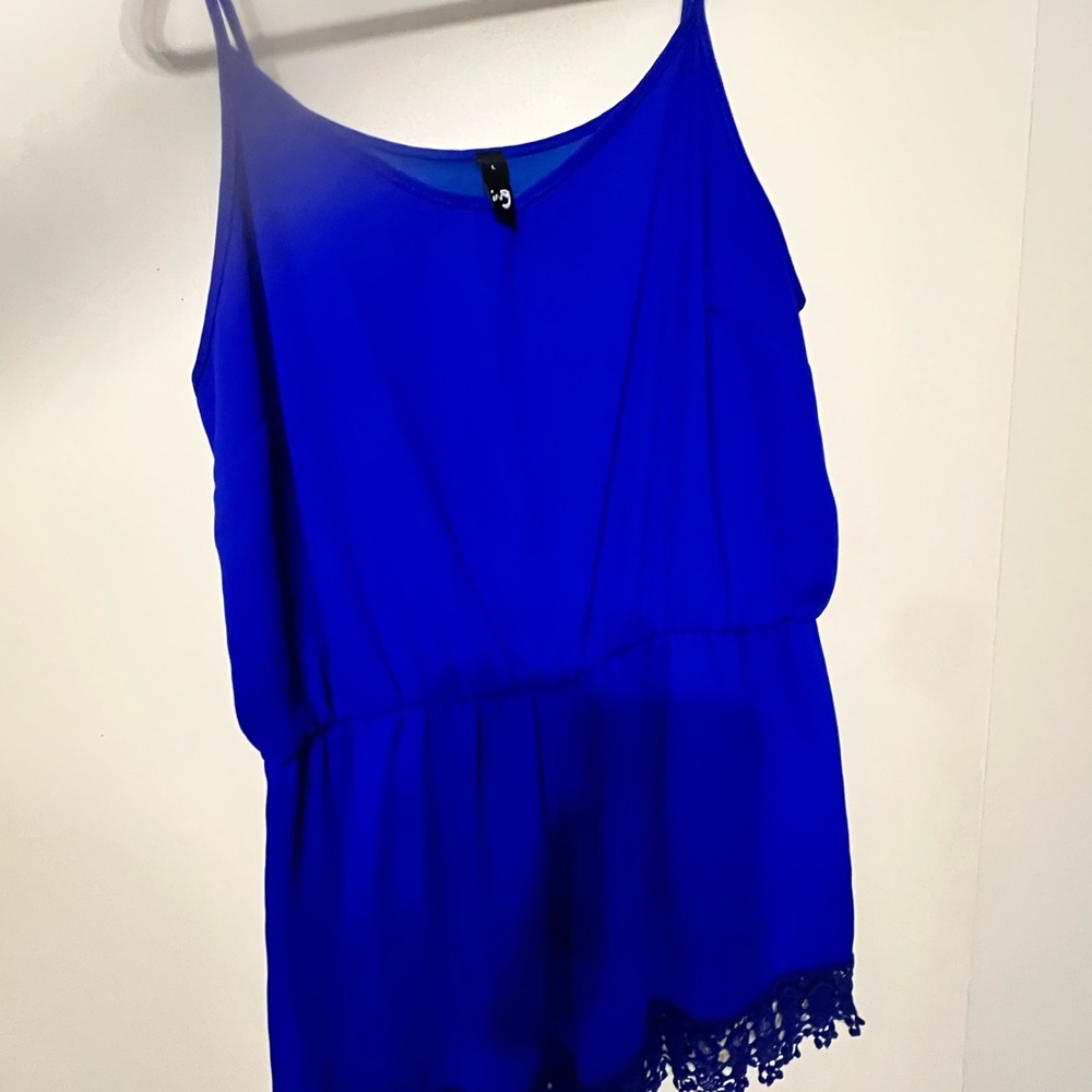 Ing Royal Blue Lace Trim Jumpsuit